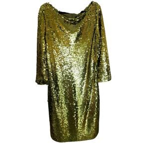 St. John Gold Sequin Shift Dress